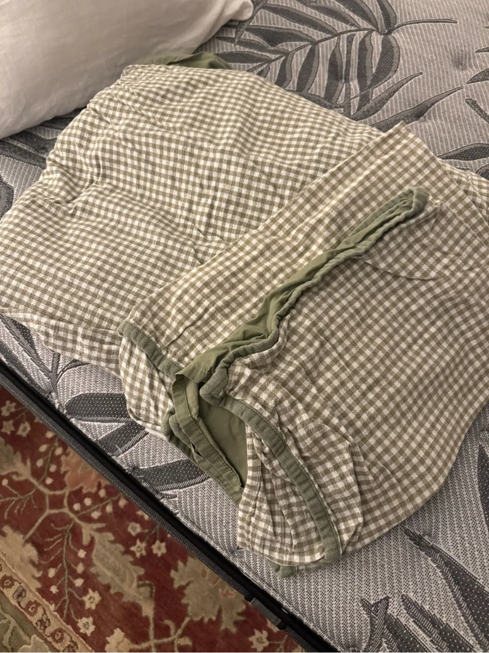 Threshold Sage Gingham Cotton-Blend Duvet Cover